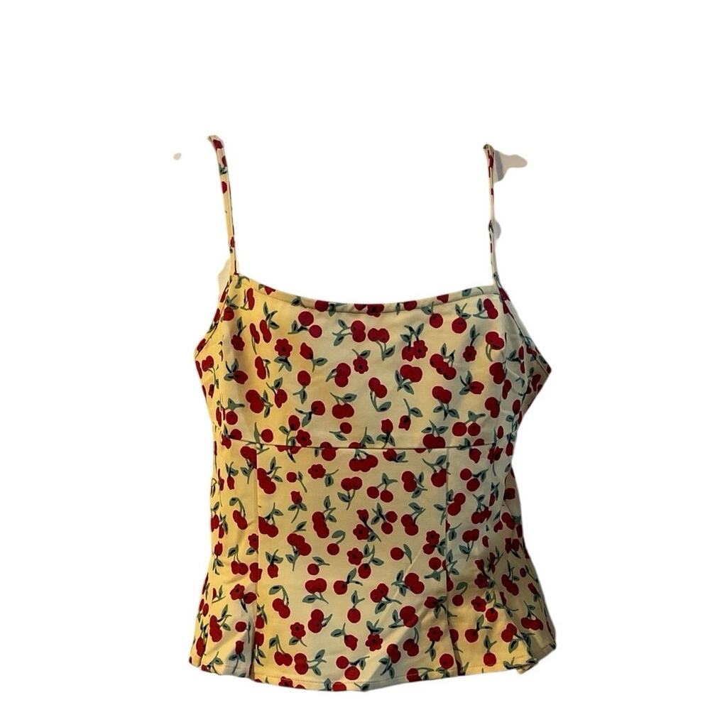 Kimchi Blue Urban Outfitters Good Luck Cherry Land Peplum Cami Tank SZ M